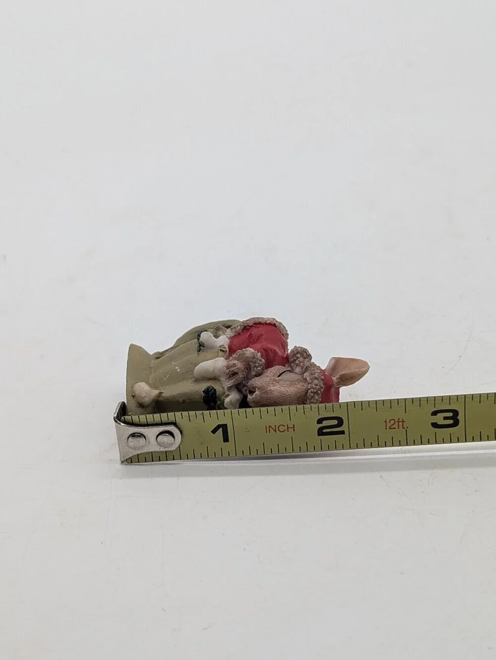 Vintage Miniature Christmas Mouse in Teacup Figurine • Whimsical Holiday Kitsch